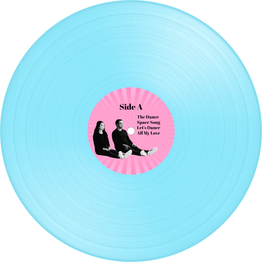 Customer-made color vinyl record with a custom Side A label